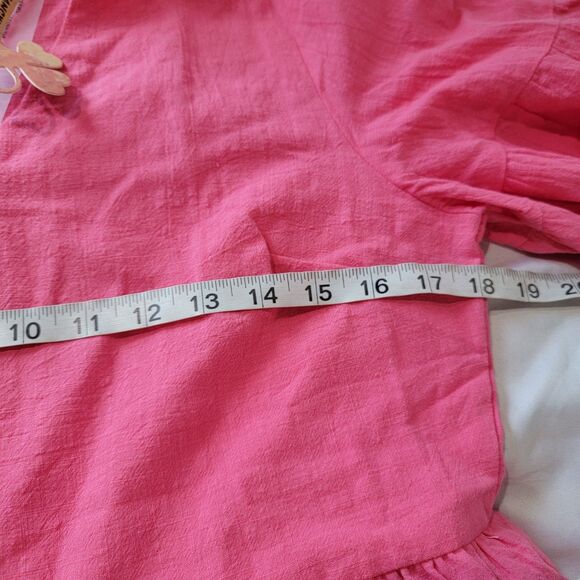 Fancy Inn Womens Knee Length Dress Size Medium‎ Pink Tiered Boho Cottagecore - Picture 4 of 7
